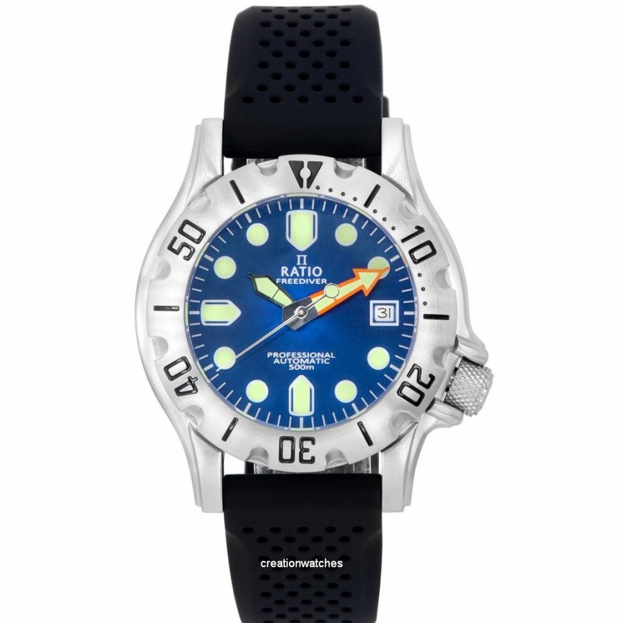 Menn RATIO  | Ratio Freediver Professional Sapphire Blue Sunray Dial Automatisk Rtf0013 500M Herreklokke